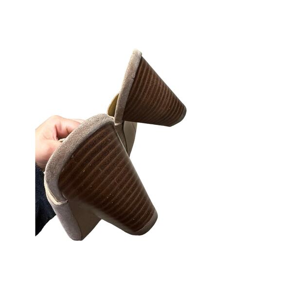 Adrienne Vittadini Pyle Tan Leather Suede Open Toe Mules Slide Sandal Size 10 - Picture 7 of 10